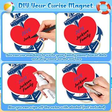 Sherr 2 Pcs Cruise Door Magnets Anchor Car Magnets with 3 Pcs Paint Pens Nautical Anchor with Heart Magnetic Stickers for Carnival Cruise Refrigerator Decorations