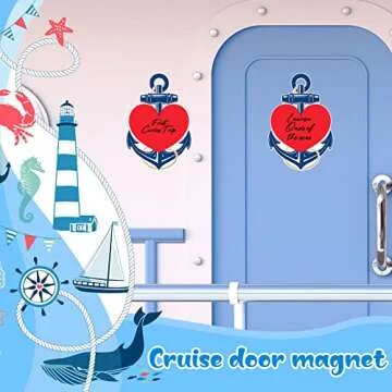 Sherr 2 Pcs Cruise Door Magnets Anchor Car Magnets with 3 Pcs Paint Pens Nautical Anchor with Heart Magnetic Stickers for Carnival Cruise Refrigerator Decorations