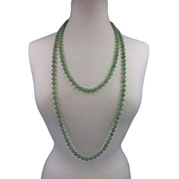 Genuine Green Aventurine 60" Beaded Necklace