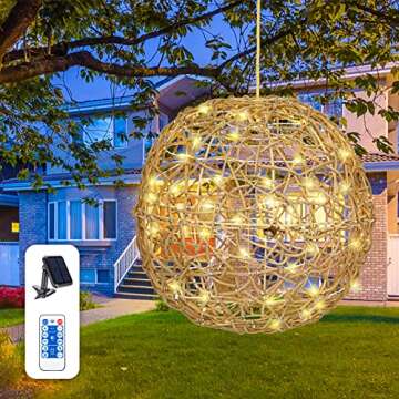 Stylish Solar Pendant Lights with Remote Control - Indoor/Outdoor Rattan Chandelier