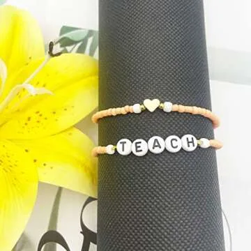 Beaded Teacher Bracelet for Women Teacher Appreciation Gifts Bracelet Love Teach Inspire Beaded Teacher Bracelets Appreciation Gifts (Style B)