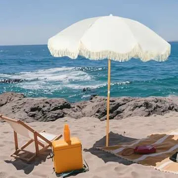 Stylish OVISUNSHADE 6FT Patio Umbrellas with Fringe