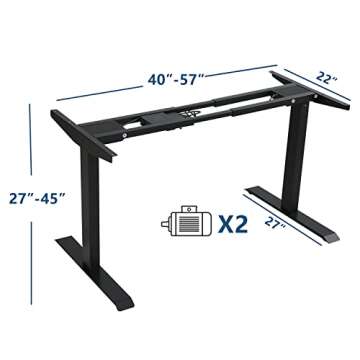 HEONAM Dual Motor Electric Standing Desk, 63 x 30 Inches Height Adjustable Table with Splice Board, ...