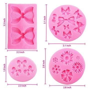 CraftPro 4 Piece Bow Silicone Molds for Baking
