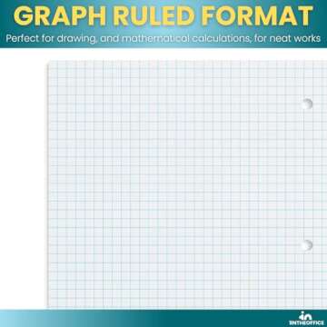 1InTheOffice Graph Ruled Spiral Notebook, Quad Ruled Notebook Spiral, 100 Sheets, 8" H x 10 1/2" W 2 Pack