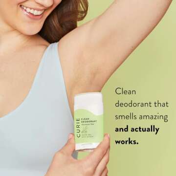 Curie Natural Deodorant - White Tea 2oz Stick - Aluminum Free, Paraben Free, Cruelty Free, Non-Toxic