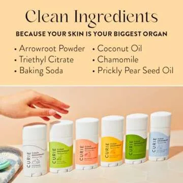Curie Natural Deodorant - White Tea 2oz Stick - Aluminum Free, Paraben Free, Cruelty Free, Non-Toxic