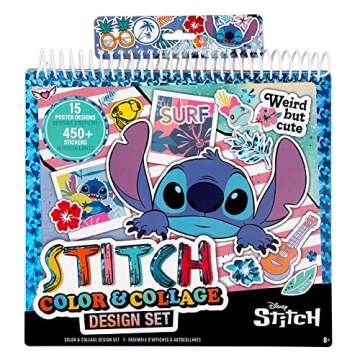 Fashion Angels Disney Stitch Color & Collage Design Set - 15 Colorable Lilo and Stitch Posters - Add...