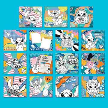 Fashion Angels Disney Stitch Color & Collage Design Set - 15 Colorable Lilo and Stitch Posters - Add Your Own Designs with 7 Included Sticker Sheets - Ages 8 and Up
