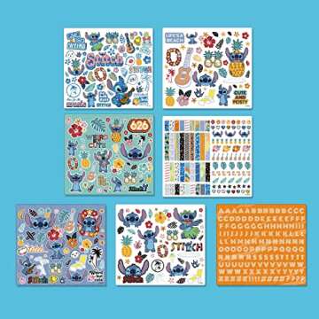Fashion Angels Disney Stitch Color & Collage Design Set - 15 Colorable Lilo and Stitch Posters - Add Your Own Designs with 7 Included Sticker Sheets - Ages 8 and Up