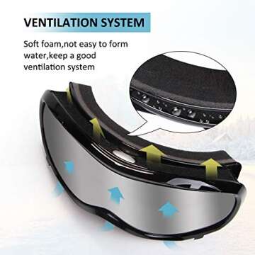 4-FQ Outdoor Ski Goggles,OTG Snowboard Goggles Anti Fog Snow Goggles 100% UV400 Snow Sport Goggles D...