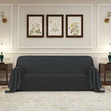 PureFit Geometric Jacquard Throw Sofa Cover - Textured Soft Washable Decorative Couch Covers for 3 C...