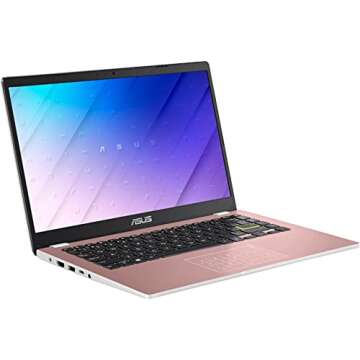 ASUS 2022 14" Thin Light Business Student Laptop Computer, Intel Celeron N4020 Processor, 4GB DDR4 RAM, 320 GB Storage, 12Hours Battery, Webcam, Zoom Meeting, Win11 + 1 Year Office 365, Rose Gold