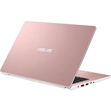 ASUS 2022 14" Thin Light Business Student Laptop Computer, Intel Celeron N4020 Processor, 4GB DDR4 RAM, 320 GB Storage, 12Hours Battery, Webcam, Zoom Meeting, Win11 + 1 Year Office 365, Rose Gold