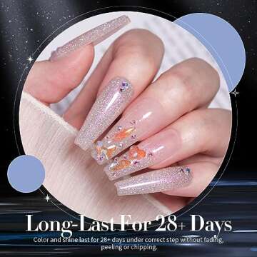 Born Pretty Reflective Glitter Gel Polish Christmas Gold Silver Glitter Sparkly Shiny Disco DJ LED Gel Nail Polish Nail Varnish 6PCS 7ML