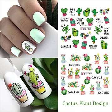 350+ Cactus Nail Art Stickers - Eco-Friendly Summer Designs