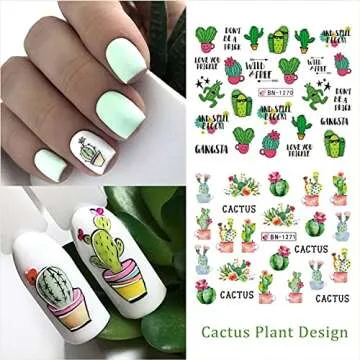 350+ Cactus Nail Art Stickers - Eco-Friendly Summer Designs