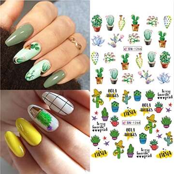 350+ Cactus Nail Art Stickers - Eco-Friendly Summer Designs