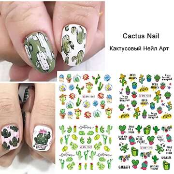 350+ Cactus Nail Art Stickers - Eco-Friendly Summer Designs