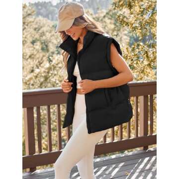 AUTOMET Womens Puffer Vests Fall Fashion Jackets Puffy Outfits 2025 Trendy Sleeveless Coats Outerwear Winter Clothes Black L