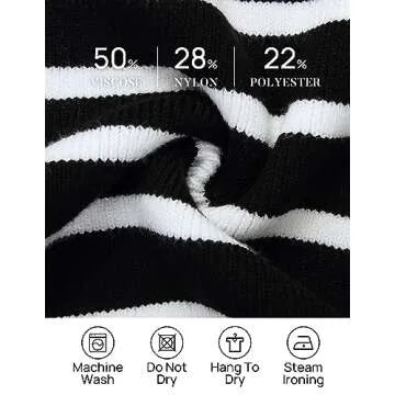 ZESICA Women's Striped Sweaters Half Zipper Long Sleeve Ribbed Knit Loose Oversized Pullover Sweater Tops,Black,Small