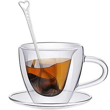 Patelai 6 oz Heart Shaped Double Walled Coffee Mug