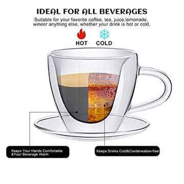 Patelai 6 oz Heart Shaped Double Walled Coffee Mug