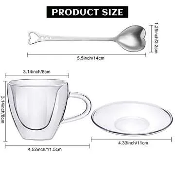 Patelai 6 oz Heart Shaped Double Walled Coffee Mug