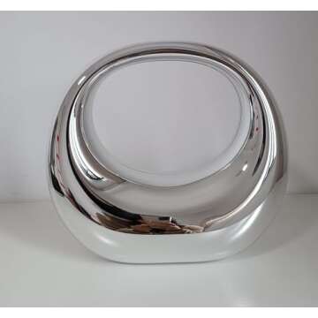 MILATA Women Acrylic Evening Handbag Moon Shape Transparent Top Handle Bag Clutch Purse for Wedding Cocktail Party (silver)