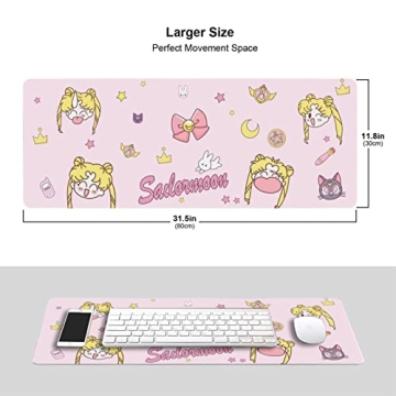 Cute Pink Anime Moon Mouse Pad for Gaming and Office Use