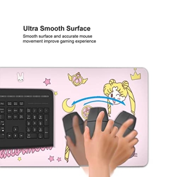 Cute Pink Anime Moon Mouse Pad for Gaming and Office Use