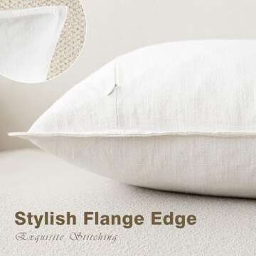 Foindtower Pack of 2, Decorative Linen Soild Throw Pillow Covers Soft Accent Cushion Case Boho Farmhouse Neutral Pillowcase for Chair Couch Sofa Bedroom Living Room Home Decor 20 x 20 Inch Cream White