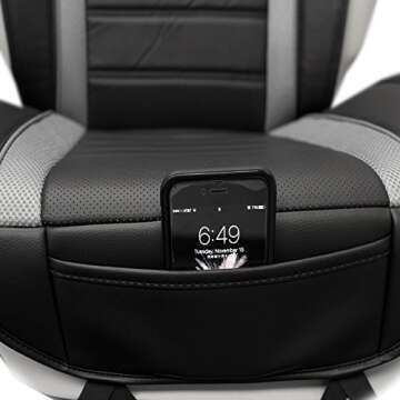 FH Group Front Set Faux Leather Seat Cushions Cover for Low Back Seat, Universal Fit, Airbag Compatible Seat Cover for SUV, Sedan, Gray/Black