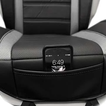 FH Group Front Set Faux Leather Seat Cushions Cover for Low Back Seat, Universal Fit, Airbag Compatible Seat Cover for SUV, Sedan, Gray/Black