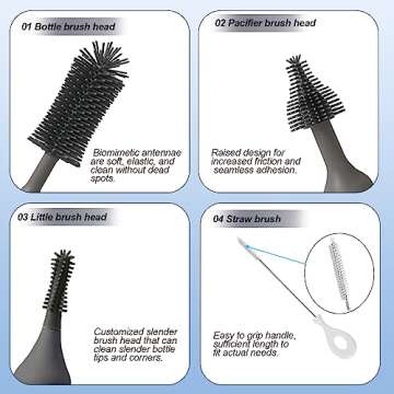 Winforhour Electric Baby Bottle Brush Cleaner Set with Electric Bottle Brush, Silicone Water Bottle ...