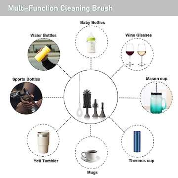 Winforhour Electric Baby Bottle Brush Cleaner Set with Electric Bottle Brush, Silicone Water Bottle Cleaner,Nipple/Gap/Straw Brush,Rechargeable Automatic Bottle Cleaner Brush, Grey