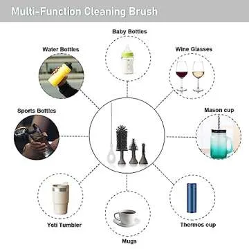 Winforhour Electric Baby Bottle Brush Cleaner Set with Electric Bottle Brush, Silicone Water Bottle Cleaner,Nipple/Gap/Straw Brush,Rechargeable Automatic Bottle Cleaner Brush, Grey