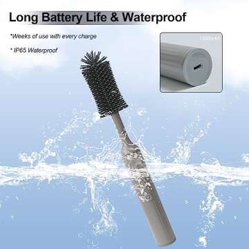 Winforhour Electric Baby Bottle Brush Cleaner Set with Electric Bottle Brush, Silicone Water Bottle Cleaner,Nipple/Gap/Straw Brush,Rechargeable Automatic Bottle Cleaner Brush, Grey