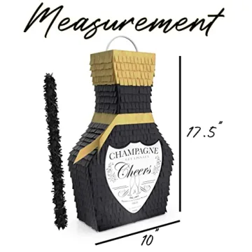 Stylish Black and Gold Champagne Piñata with Stick