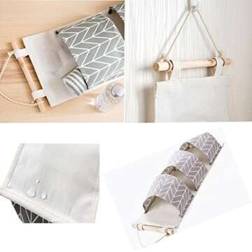 Over The Door Organizer with 3 Pockets in Grey