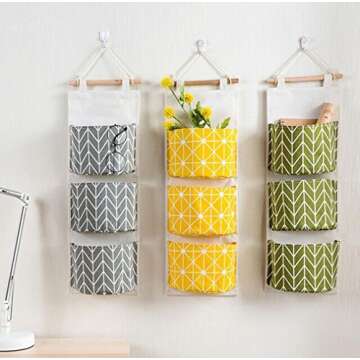 Over The Door Organizer with 3 Pockets in Grey