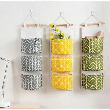 Over The Door Organizer with 3 Pockets in Grey