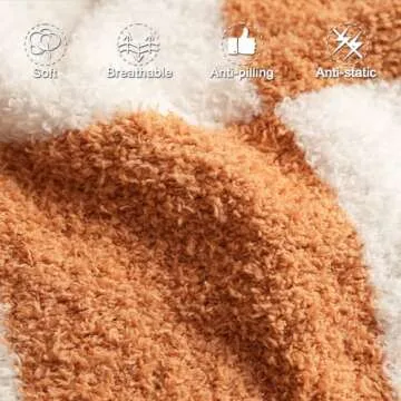 EASEON Throw Blanket for Couch-Soft Boho Throw Blanket,Cozy Knit Throw Blankets,Small Knitted Lightweight Blanket&Throw for Bed,Chair,Sofa,Home Decor (E01-Light Brown, 50 * 70 inches, 5-Checkered B)