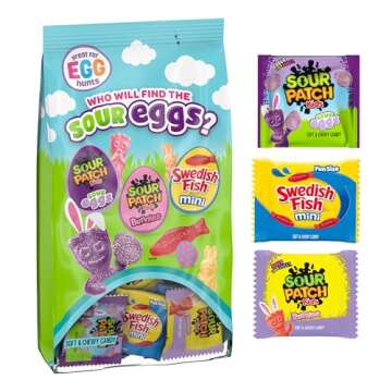 SOUR PATCH KIDS Bunnies, Sour Eggs, and SWEDISH FISH Mini Soft & Chewy Easter Candy Variety Pack, 80...