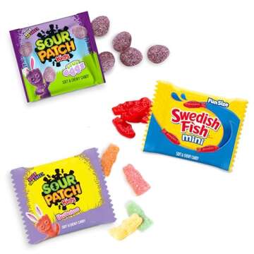 SOUR PATCH KIDS Bunnies, Sour Eggs, and SWEDISH FISH Mini Soft & Chewy Easter Candy Variety Pack, 80 Snack Packs