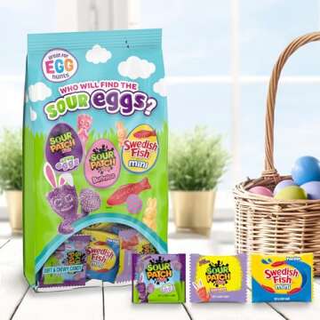 SOUR PATCH KIDS Bunnies, Sour Eggs, and SWEDISH FISH Mini Soft & Chewy Easter Candy Variety Pack, 80 Snack Packs