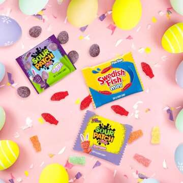 SOUR PATCH KIDS Bunnies, Sour Eggs, and SWEDISH FISH Mini Soft & Chewy Easter Candy Variety Pack, 80 Snack Packs