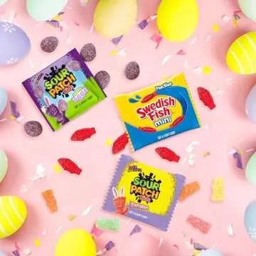 SOUR PATCH KIDS Bunnies, Sour Eggs, and SWEDISH FISH Mini Soft & Chewy Easter Candy Variety Pack, 80 Snack Packs