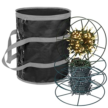 ProPik Christmas Light Storage Bag | Holiday Light Storage Organizer with 3 Metal Reels for Tree Lig...