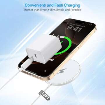 10FT Magnetic Wireless Charger for iPhone 16/15 and AirPods
